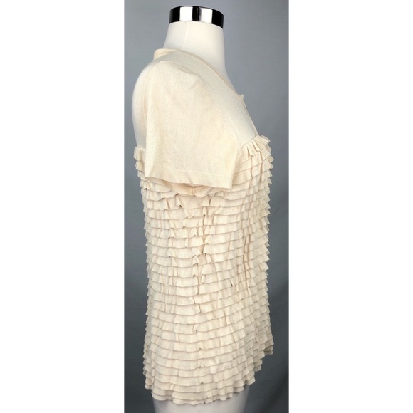 J. Crew Collection Size Small Short Sleeve Ruffle Cardigan Sweater - Picture 2 of 7